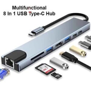 8 in 1 Type-C USB Hub Dock Bangladesh β High-Speed Dual Head Adapter for Laptop & PC with Network Card