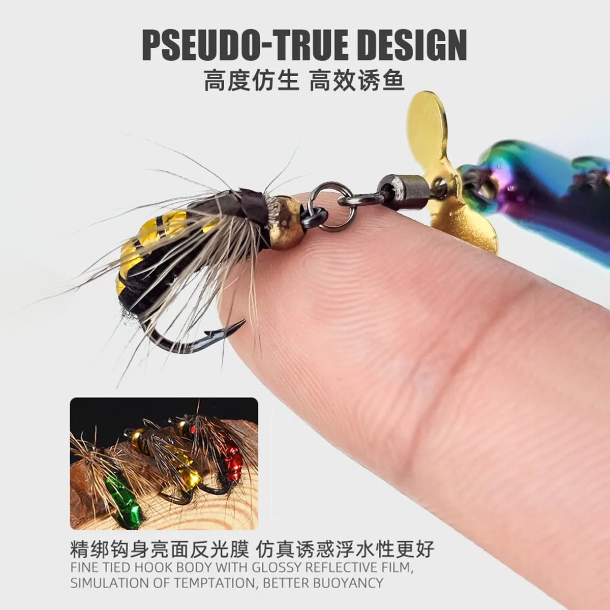 5 pcs 10g Spoon Lure for Fishing - Modified Moth Sequins Fly Sequins Hanging Propeller Fly Hook Poisonous Mosquito Hook Remote Lure Fly Bait Fly Bait - Image 3