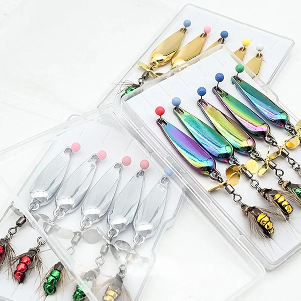 5 pcs 10g Spoon Lure for Fishing - Modified Moth Sequins Fly Sequins Hanging Propeller Fly Hook Poisonous Mosquito Hook Remote Lure Fly Bait Fly Bait - Image 8