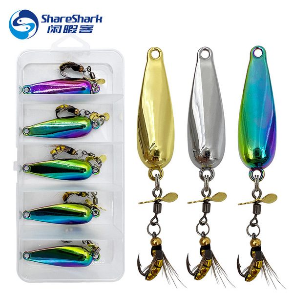 5 pcs 10g Spoon Lure for Fishing - Modified Moth Sequins Fly Sequins Hanging Propeller Fly Hook Poisonous Mosquito Hook Remote Lure Fly Bait Fly Bait - Image 11