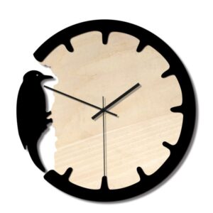 Woodpecker Retro Wall Clock – Creative European Style Wooden Decorative Clock for Home & Office