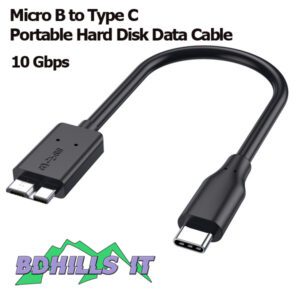 Portable HDD Data Cable 10 GBPS ThunderBolt Cable Micro B to Type C