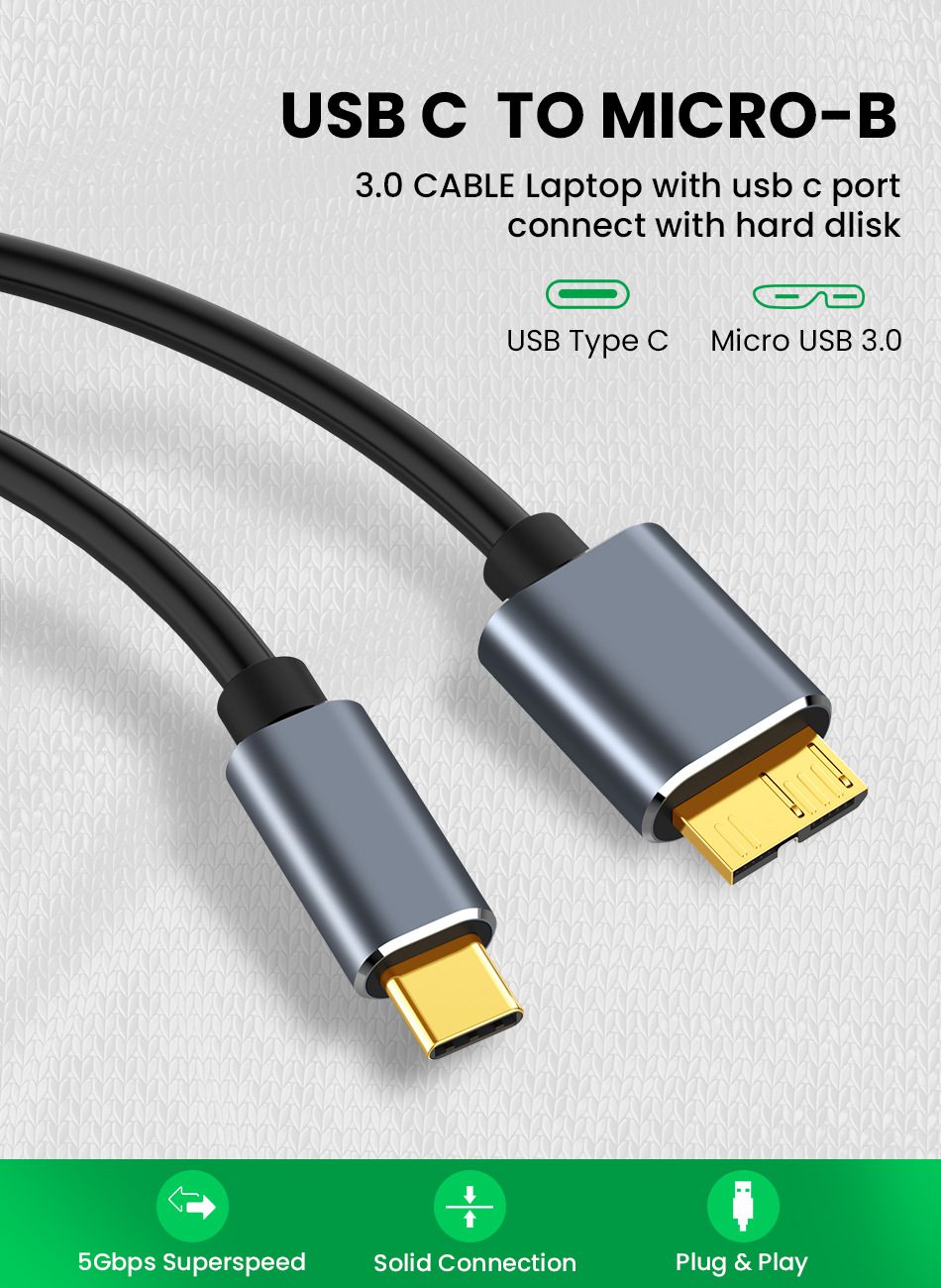 Micro B to Type C Cable -Portable Hard Disk HDD to Type C Cable - Type-C to USB 3.0 Micro B connector 5Gbps cable - Image 13