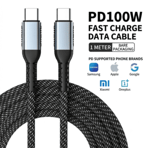 100W PD Super Fast Charging Type-C Braided Cable for Samsung, Xiaomi, and Google Pixel